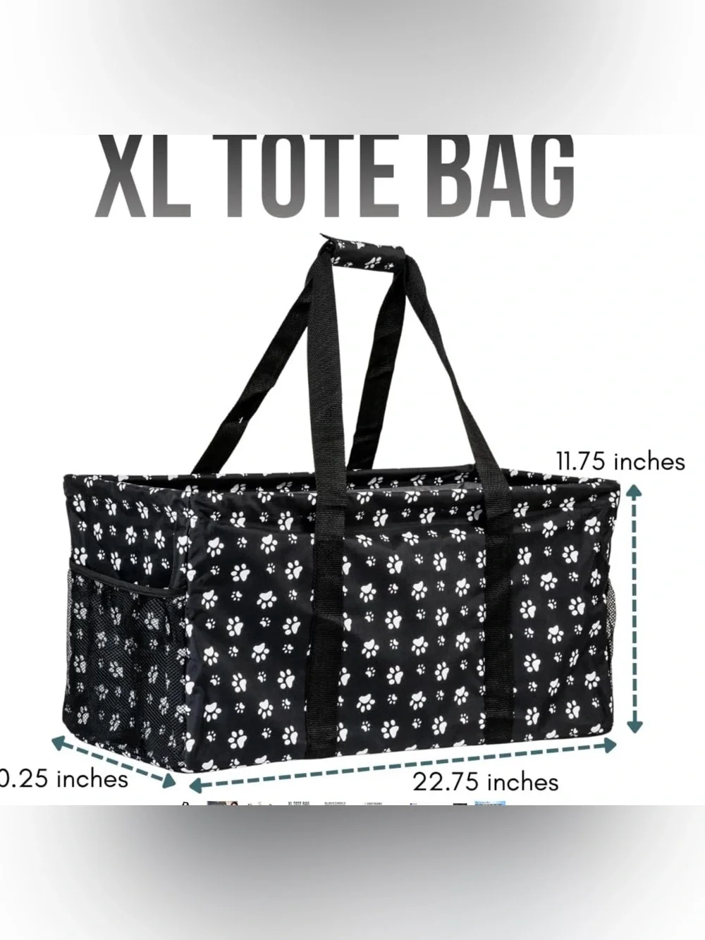 XL Foldable Utility Tote Bag Paw Print Storage Organizer Beach Grocery Camping